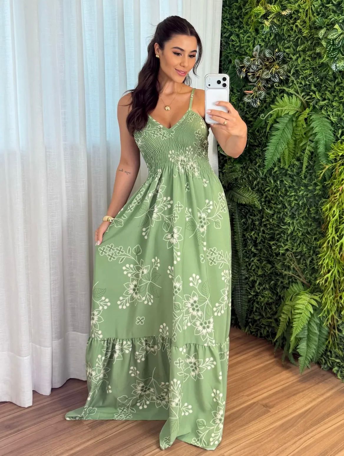 Vestido Longo Floral de Alça