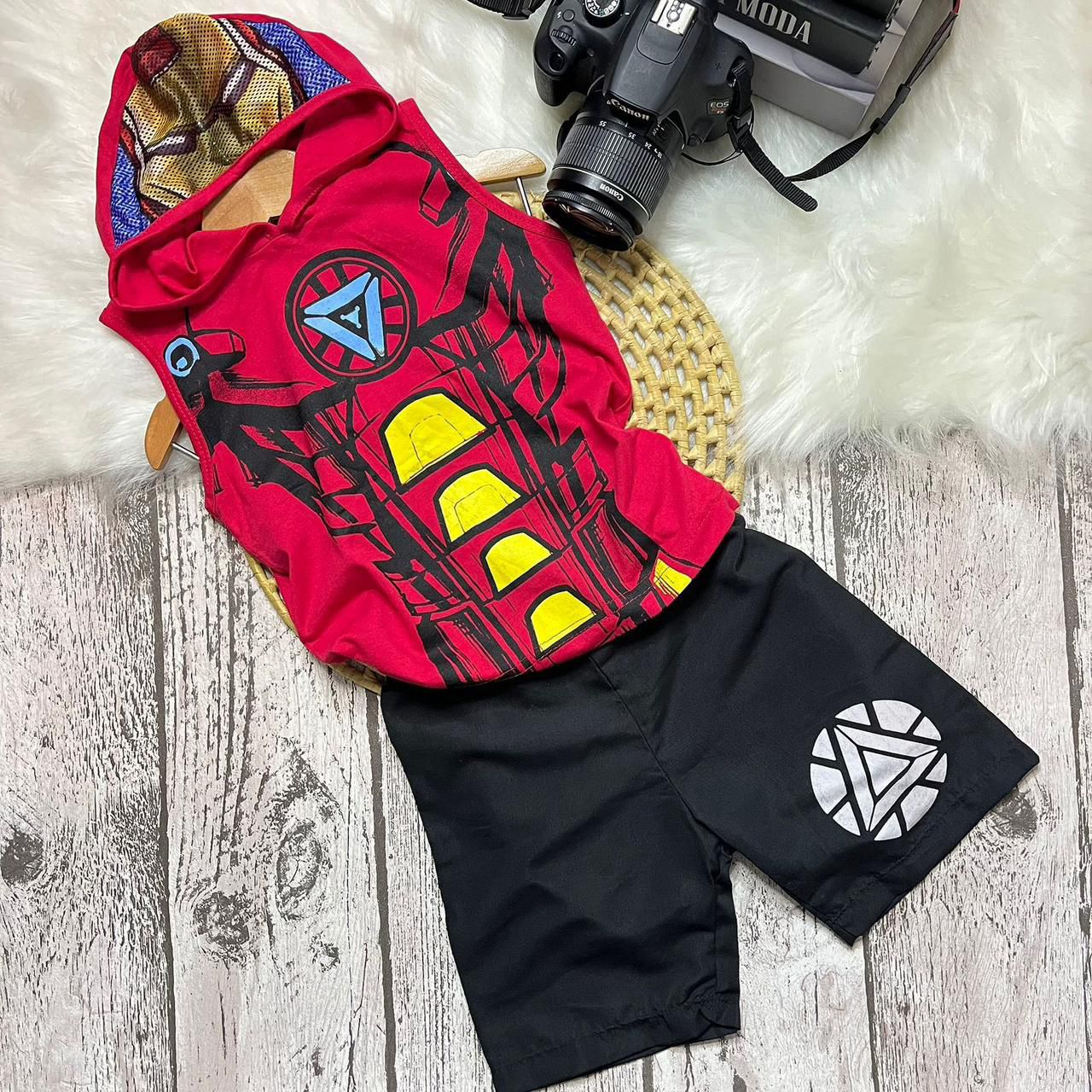 Conjunto Infantil Regata com Capuz e Bermuda Personagens