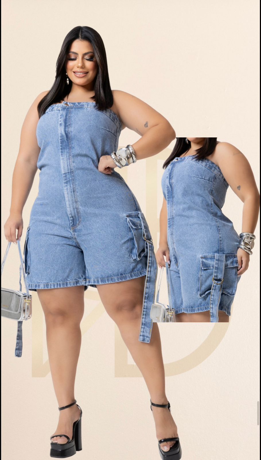 Macaquinho Jeans Tomara Caia Plus Size