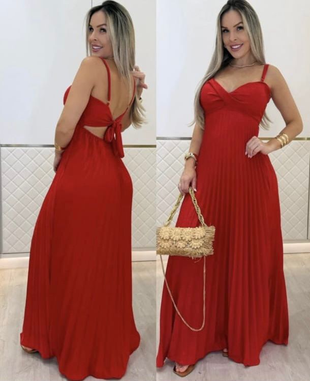 Vestidos Longos Plissados 