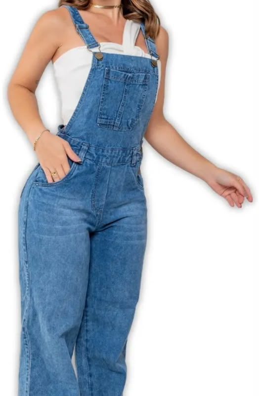 Jardineira Feminina Jeans com Elastano