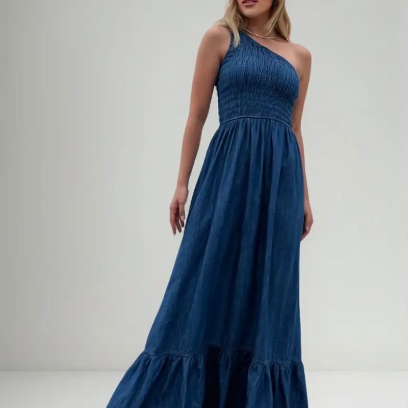 Vestido Longo Jeans Ombro Só