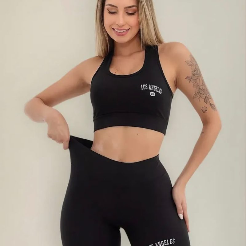 Conjunto Feminino de Academia com Bermuda e Top Los Angeles