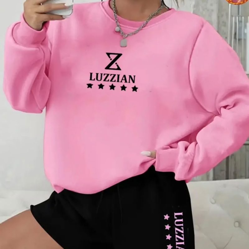 Conjunto Feminino Short Moletom com Blusa Moletom