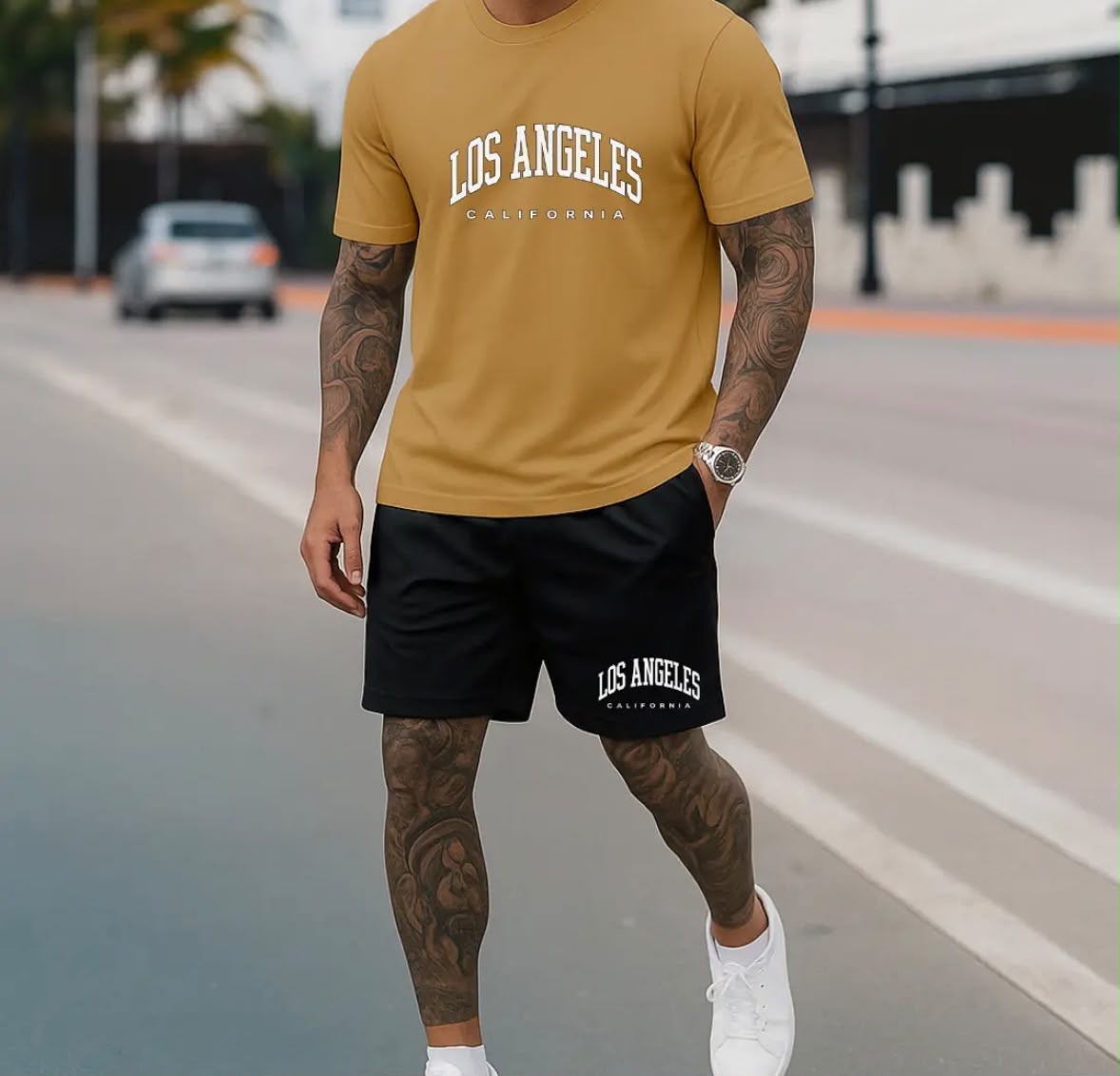 Conjunto Masculino de Moletom Short e Camiseta Los Angeles - Imagem 2