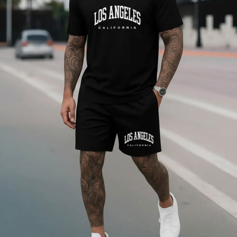 Conjunto Masculino de Moletom Short e Camiseta Los Angeles