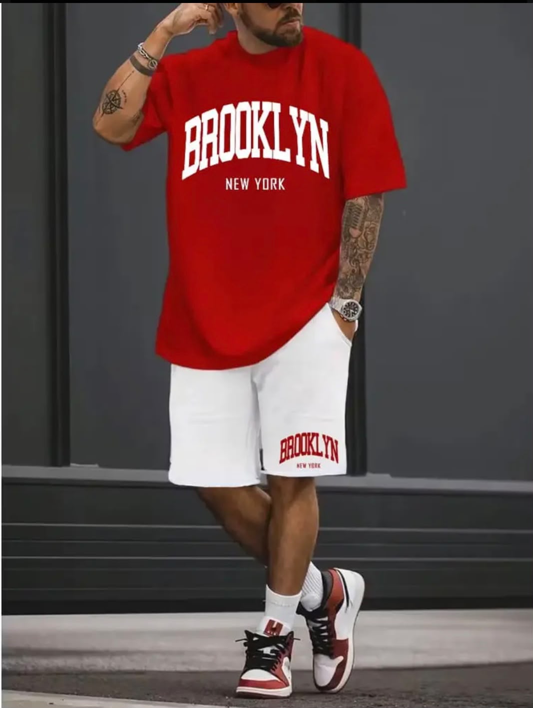 Conjunto Masculino Moletom Bermuda com Camiseta Brooklyn - Imagem 2