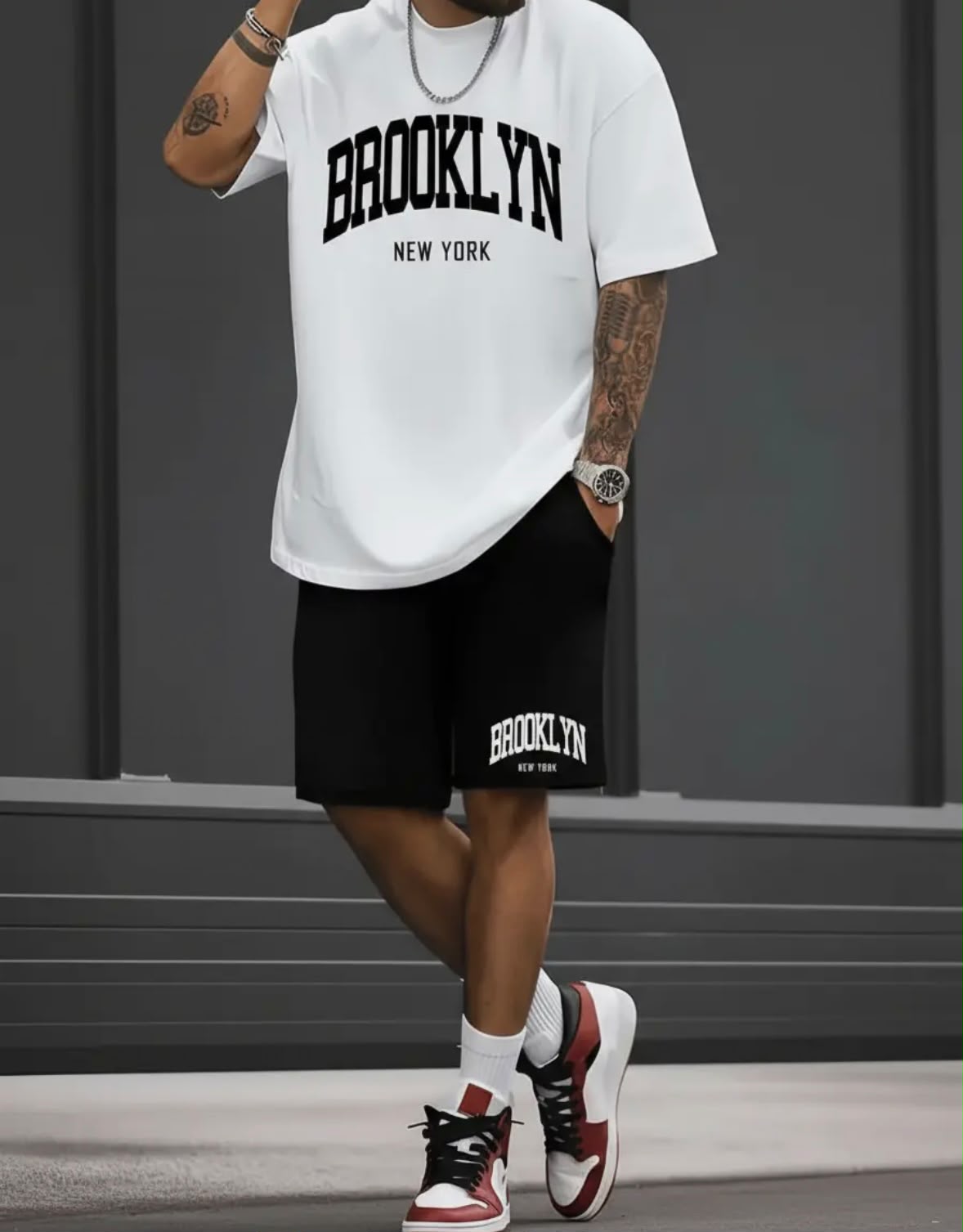 Conjunto Masculino Moletom Bermuda com Camiseta Brooklyn - Imagem 6