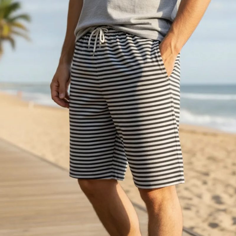 Bermudas Masculina de Moletom Listrada