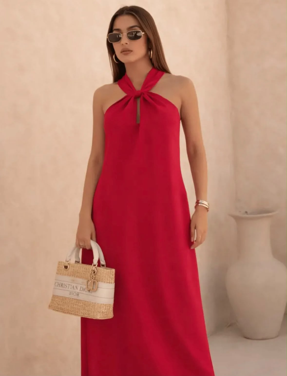 Vestido longo com Gola Alta Cruzada - Imagem 4