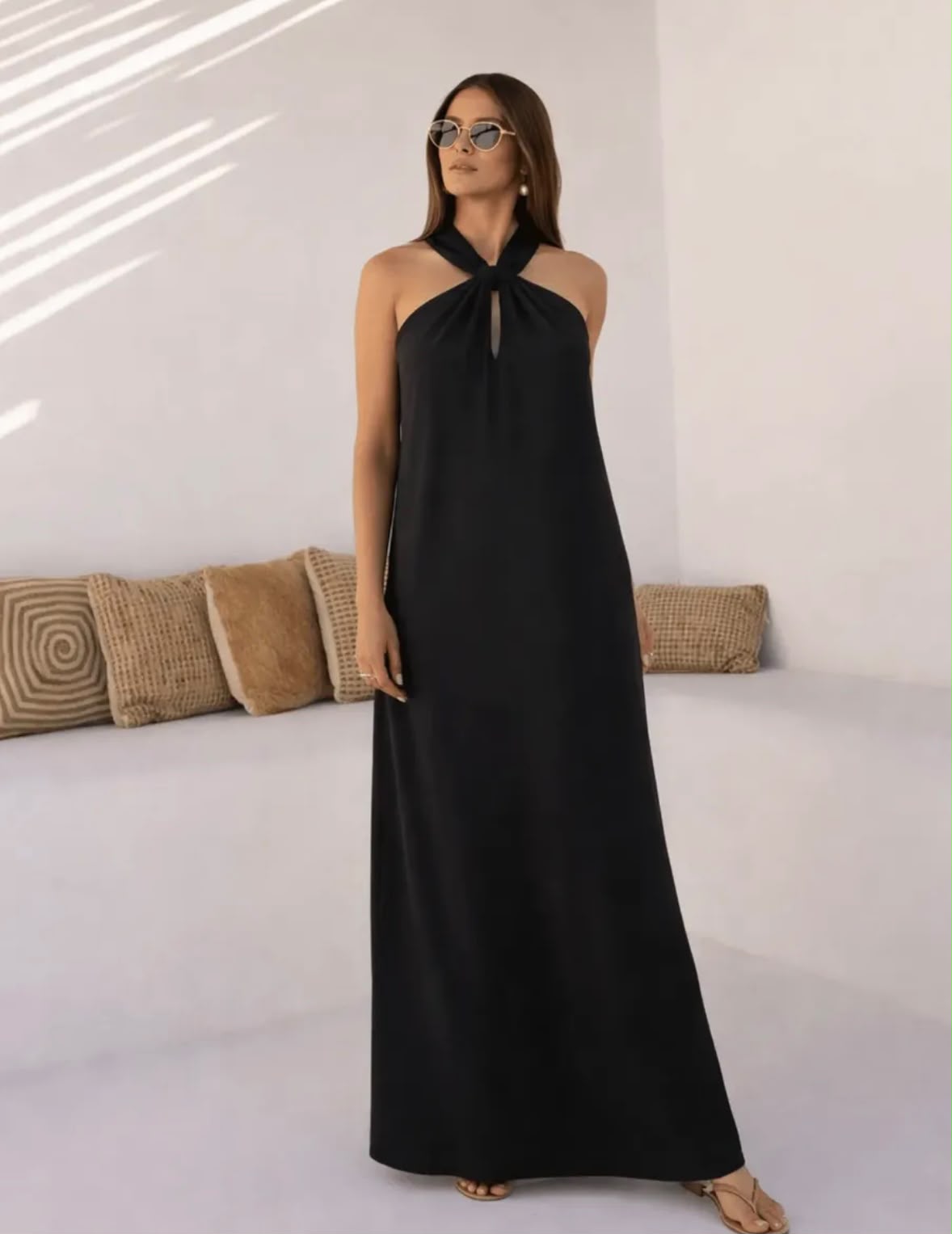 Vestido longo com Gola Alta Cruzada - Imagem 6