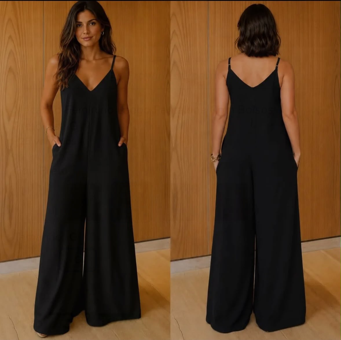 Macacão Longo Pantalona com Alças Ajustáveis