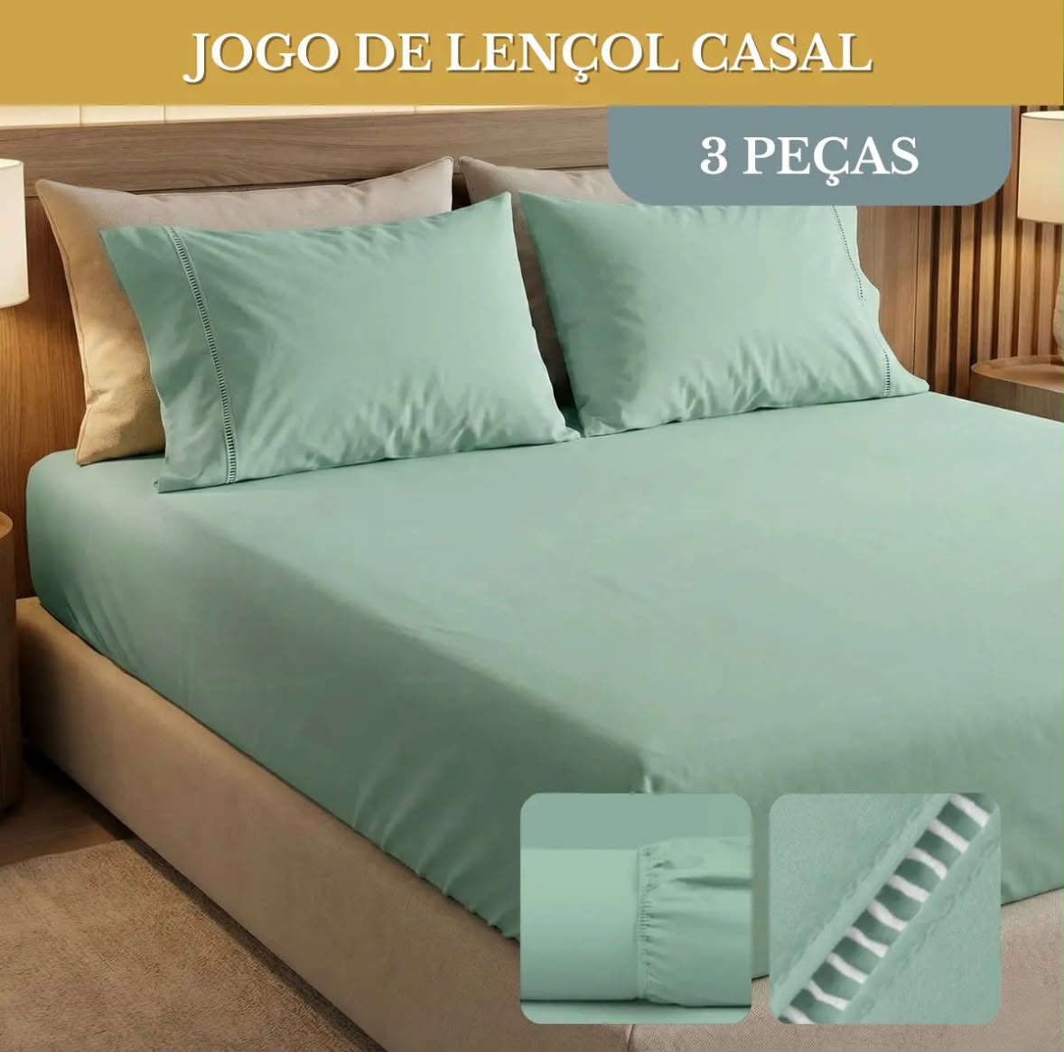 Conjunto de Lençol de Casal com 3 Peças - Imagem 2