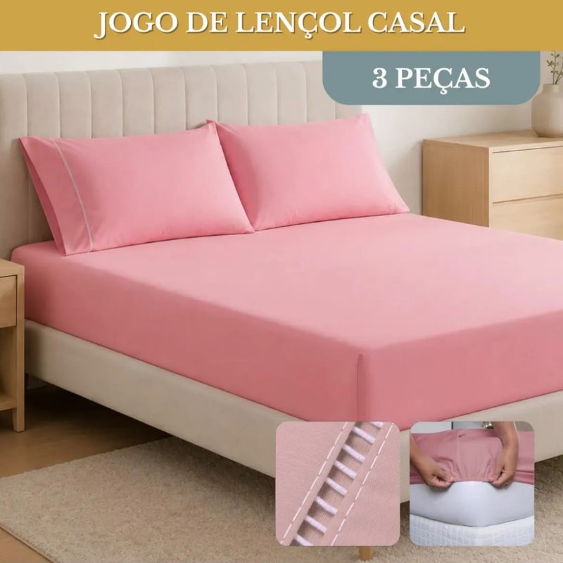 Conjunto de Lençol de Casal com 3 Peças