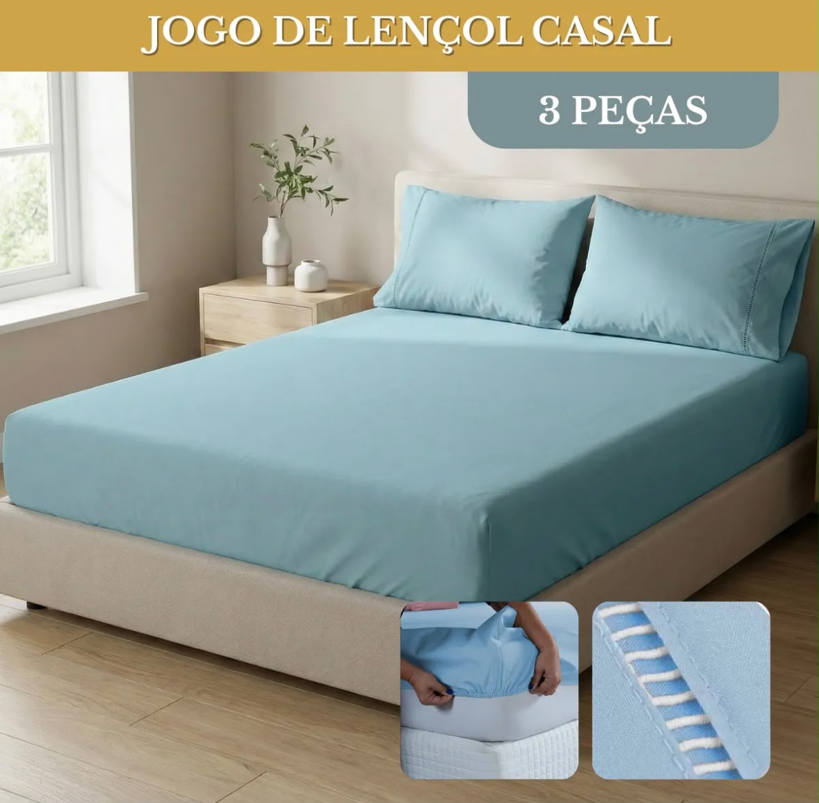 Conjunto de Lençol de Casal com 3 Peças - Imagem 5