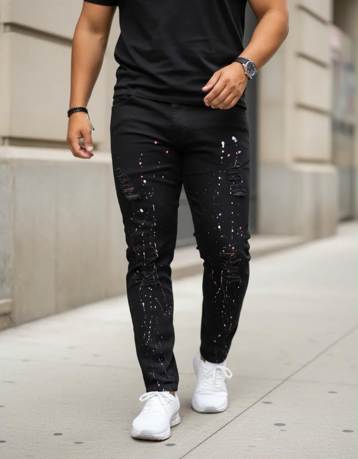 Calças Jeans Skinny Masculinas Pintadas - Imagem 2