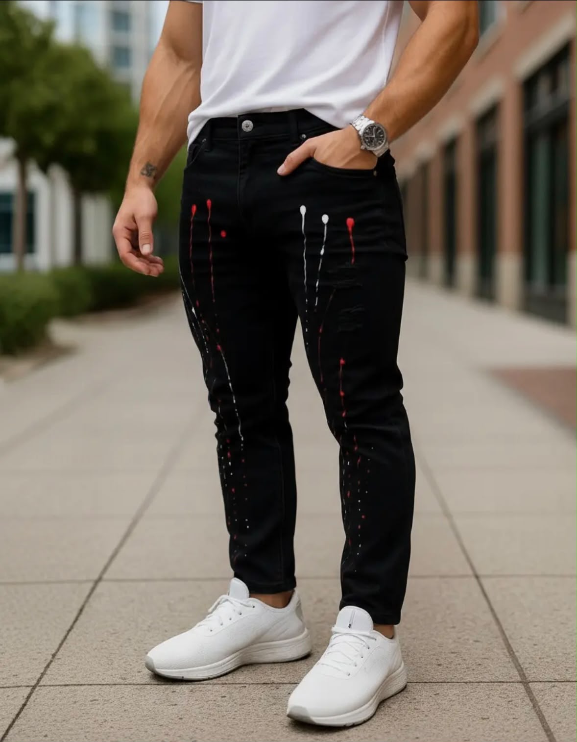 Calças Jeans Skinny Masculinas Pintadas