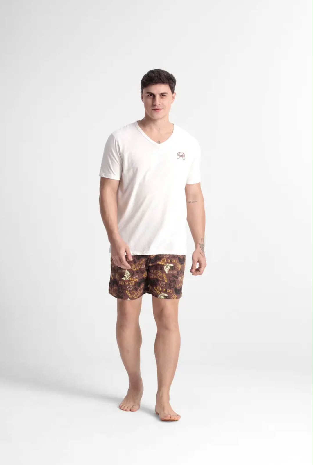 Pijamas Adultos Masculino Camiseta e Short - Imagem 4