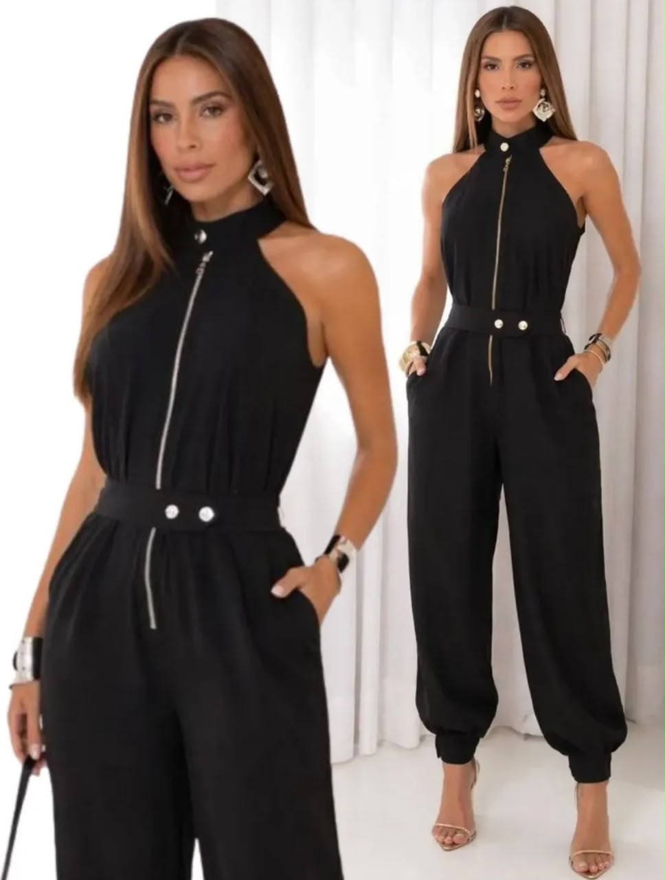 Macacão Longo Pantalona com Zíper Frontal - Imagem 4