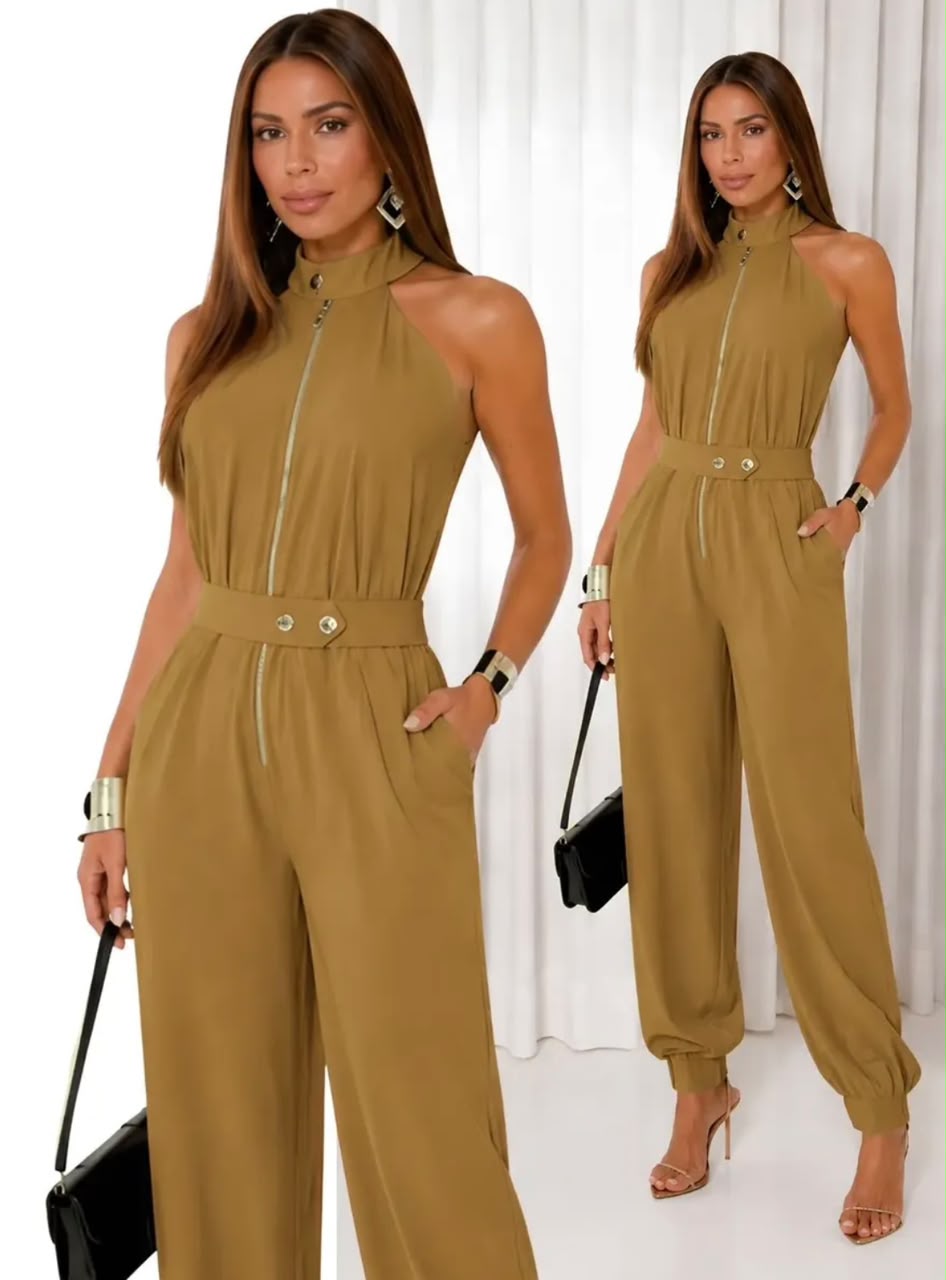 Macacão Longo Pantalona com Zíper Frontal - Imagem 7