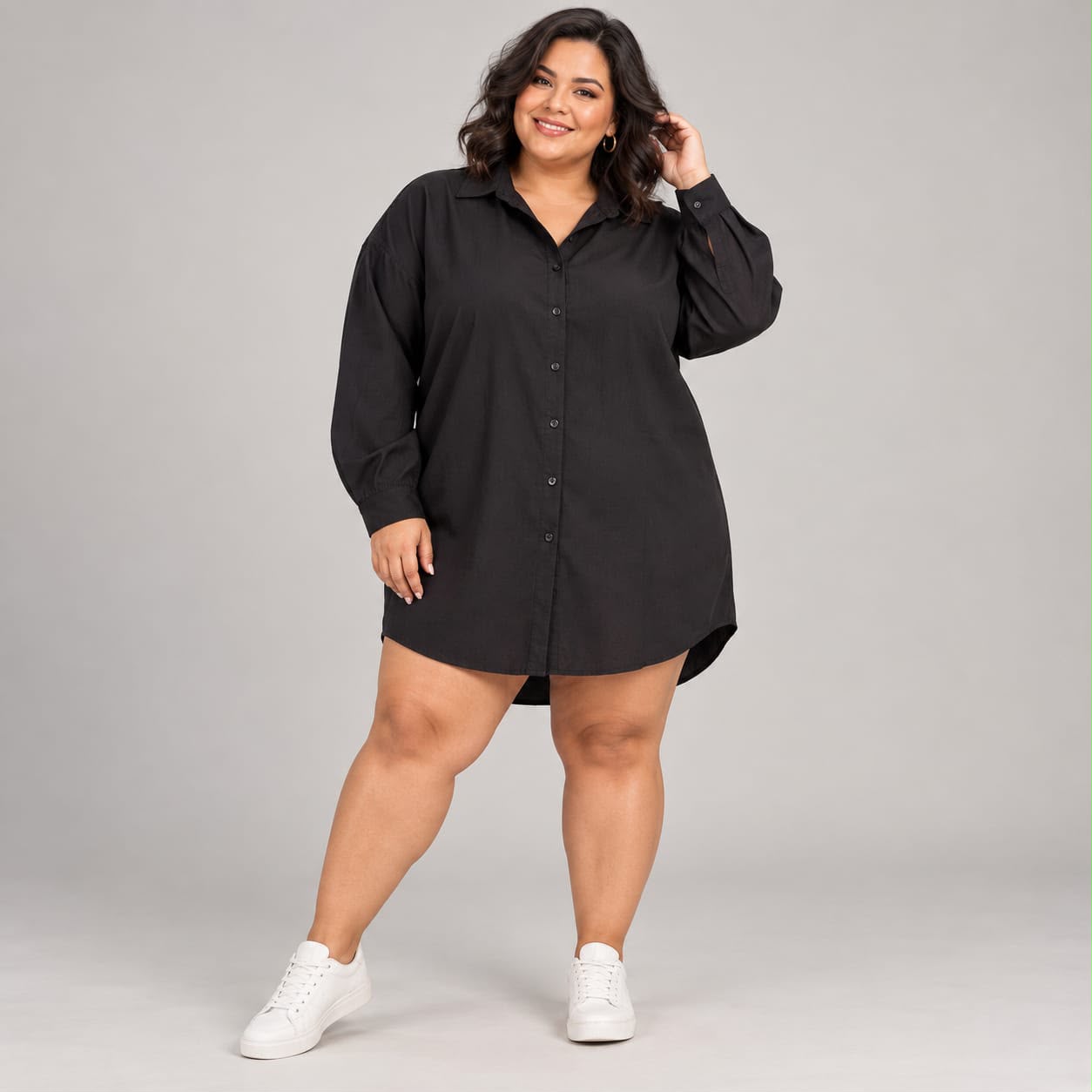 Chemise Manga Longa Plus Size