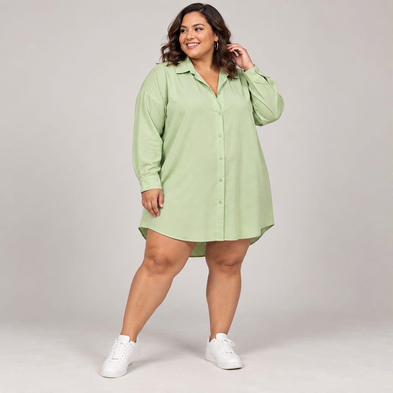Chemise Manga Longa Plus Size - Imagem 3