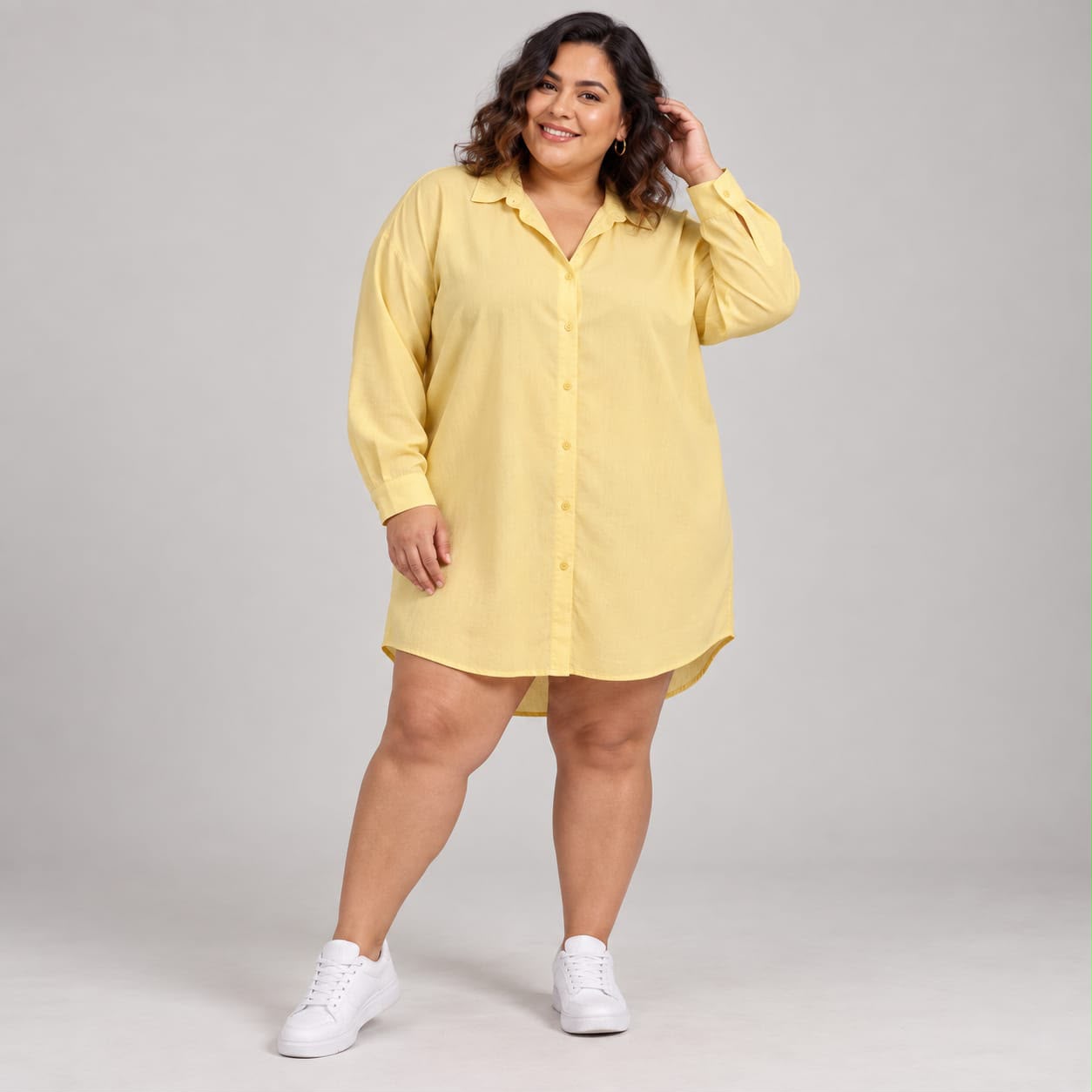 Chemise Manga Longa Plus Size - Imagem 4