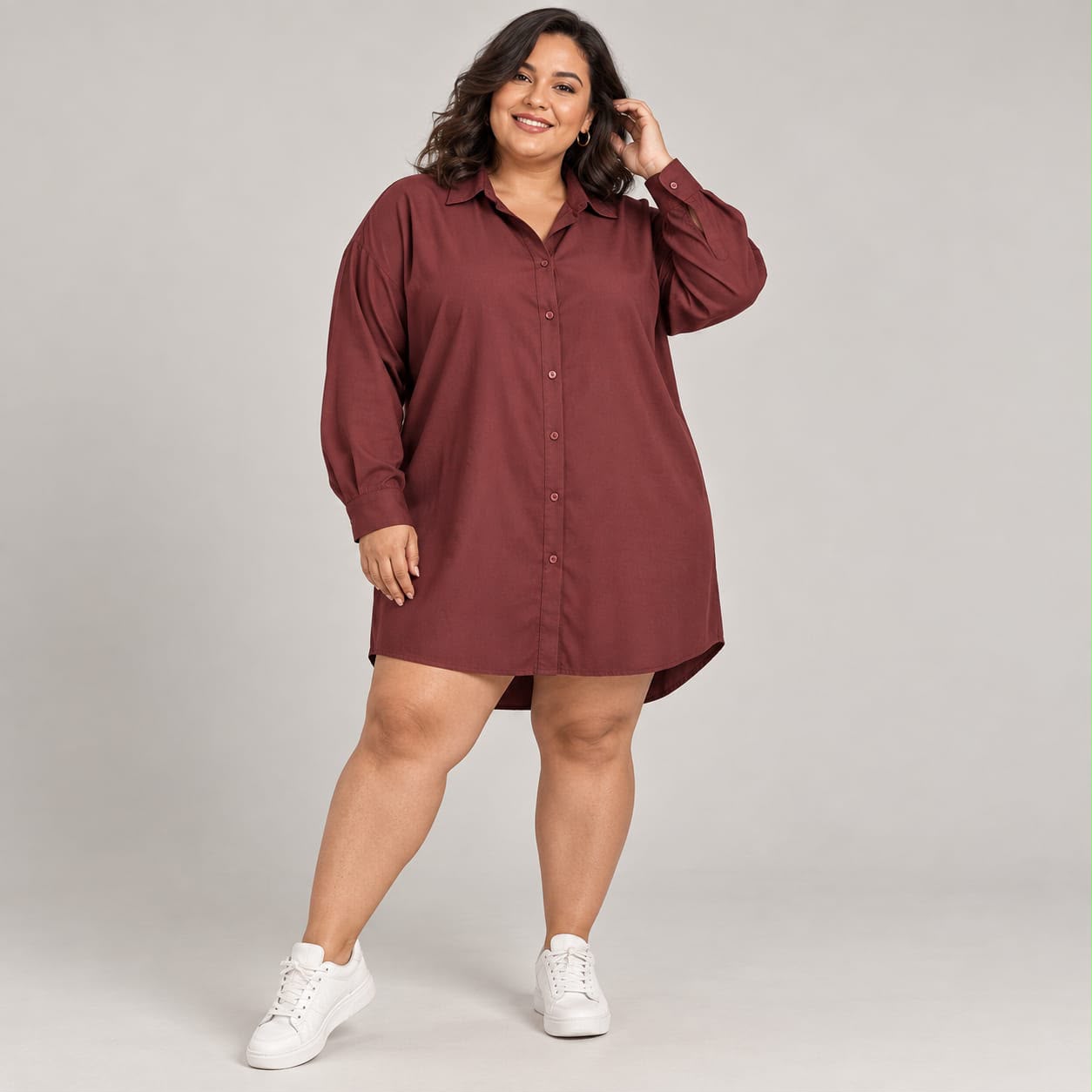 Chemise Manga Longa Plus Size - Imagem 5