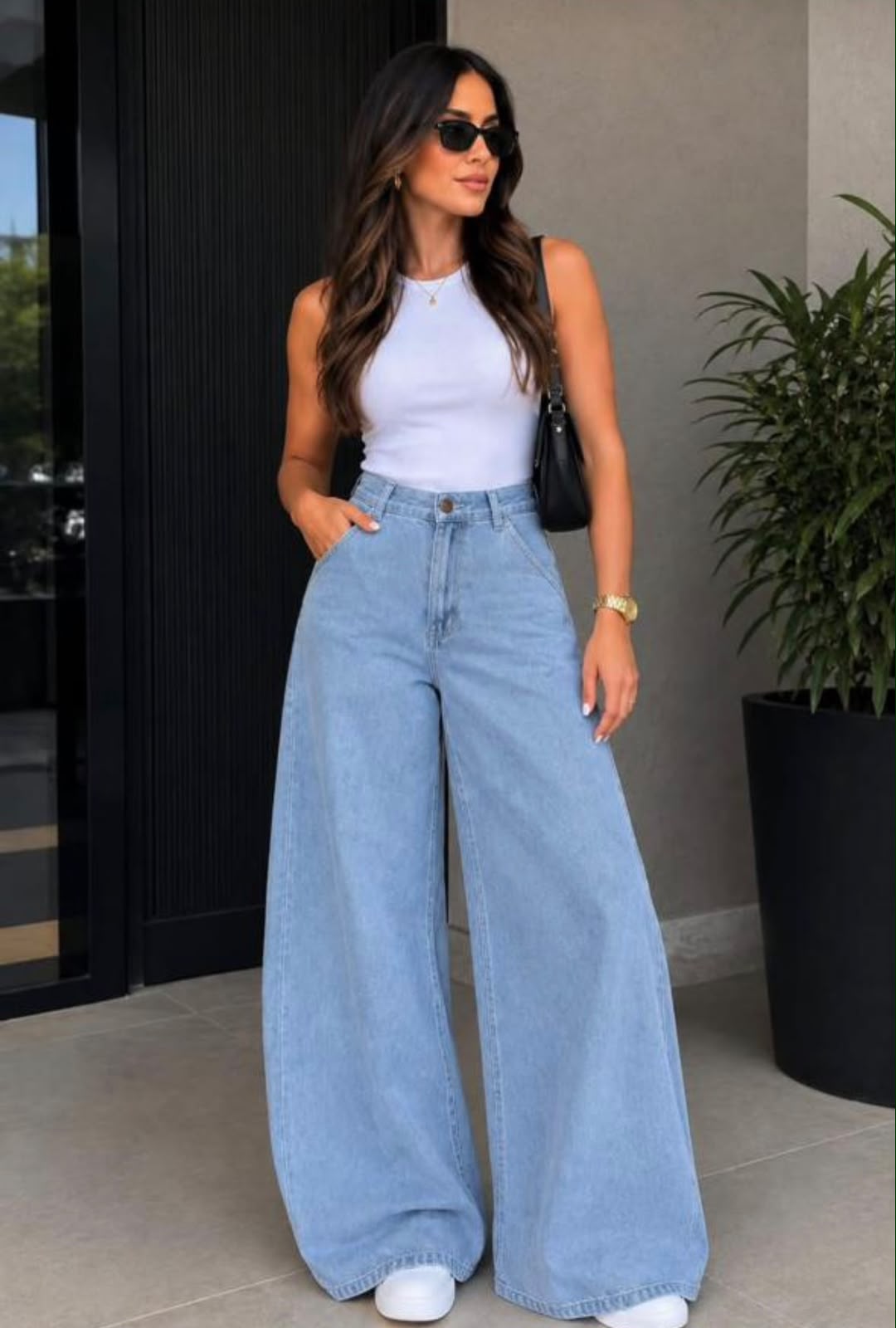 Calça Jeans Feminina Pantalona