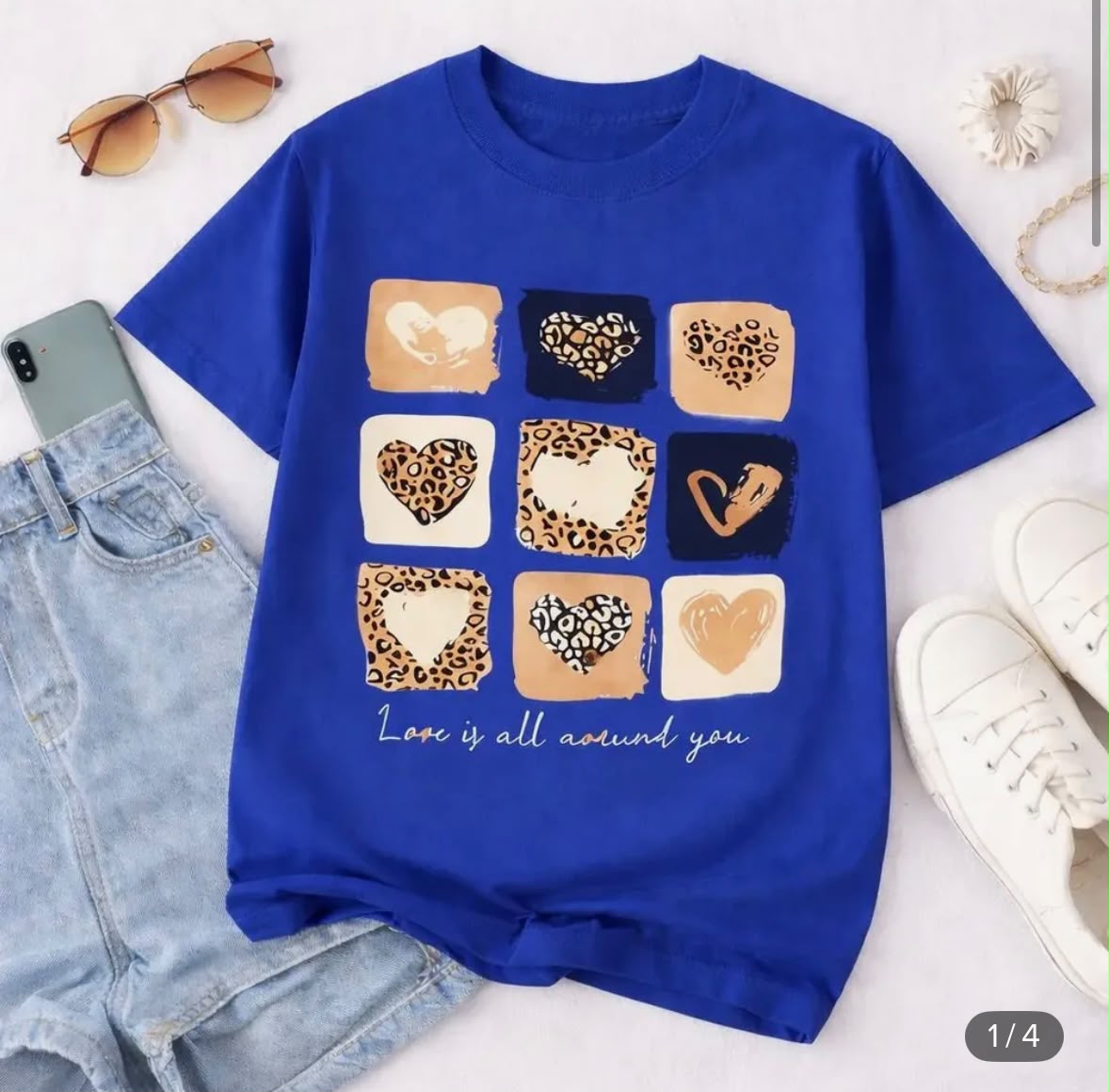 Blusas Feminina de Manga Manga Curta de Corações - Imagem 6