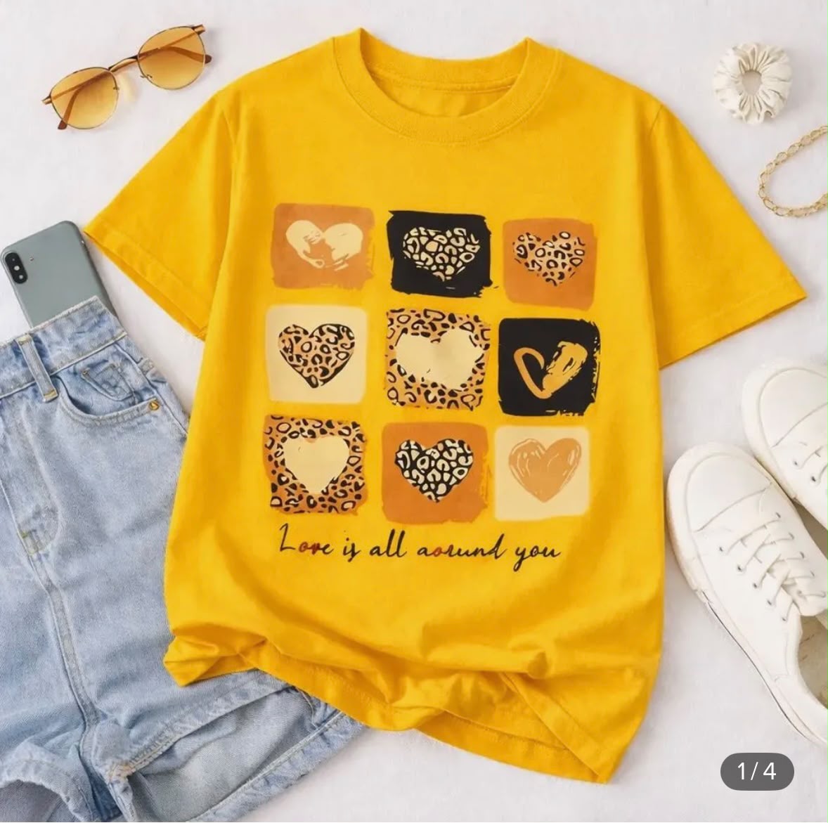 Blusas Feminina de Manga Manga Curta de Corações - Imagem 7